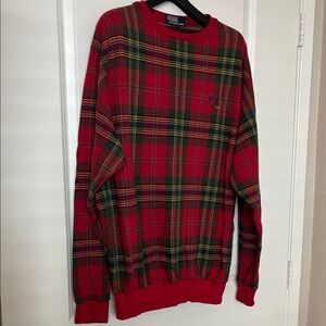 Vintage 90s Polo Ralph Lauren Men’s Tartan Plaid Golf Crest Sweatshirt XL